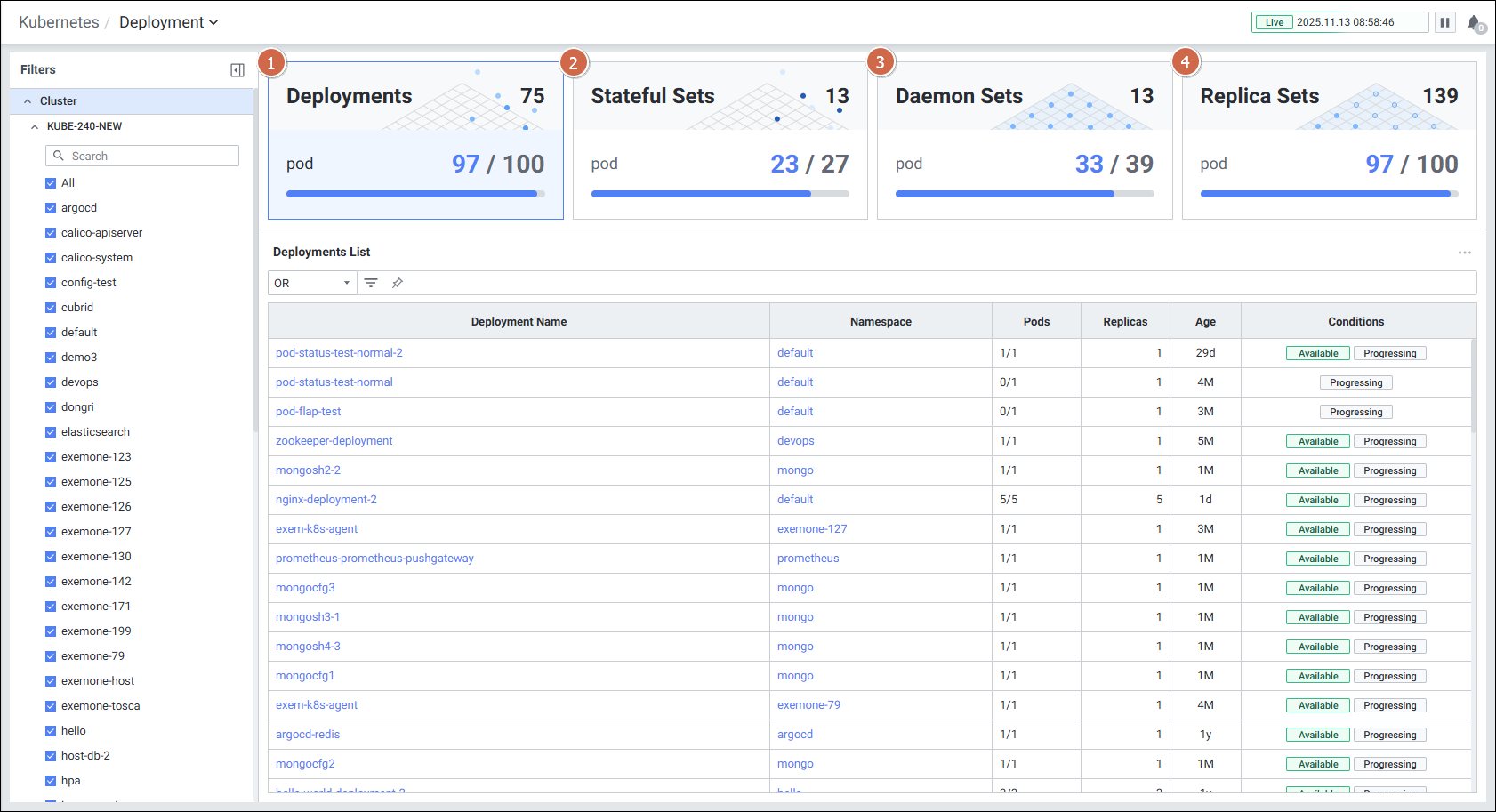 Workload Card - Deployment 화면